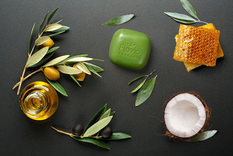 6 Task Olive Soap on table طب آفرین آذربایجان